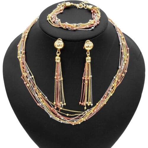 Crystal 18k Gold Plated Alloy Wedding I Love U Mutli Layer Design Necklace Hugs And Kisses XO Mother Day Gift Jewelry Set