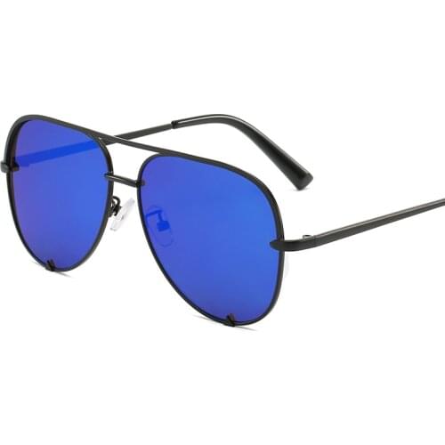 New Fashion Pilot Sun Glasses Vintage Men Women Metal Frame Driving Sunglasses UV400 Round Pink Bule Gradient Mirror Goggle