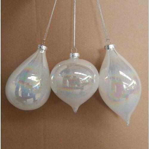 Pearl-White Series Diameter=8cm 10pcs/pack Mixed Glass Pendant Christmas Tree Decorative Transparent Glass Globe Handmade Glass