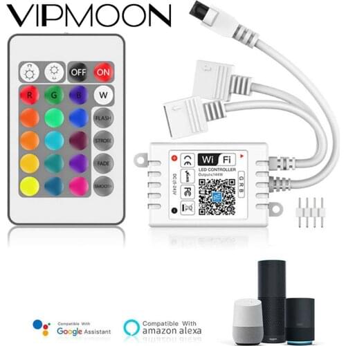 Magic Home 5-24V Wifi LED RGB Controller With IR 24Key Remote Control 2 way output LED Strip Lights APP Smart Lamps Bulbs