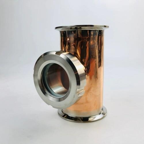 Free Shipping 3" Copper Sight Glass Union Tri-Clamp Tee 3"*3"*2",Distillation Lens Column For Home Brewing ,Length 150mm