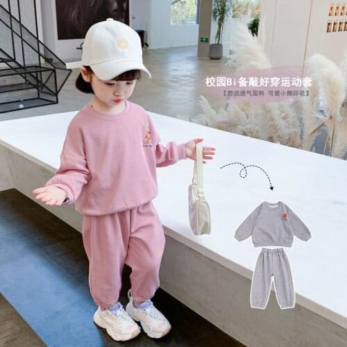 Girls' clothing suits spring 2021 new baby net red childrens western casual clothes childrens sports spring clothes