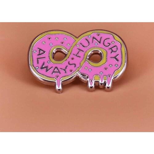 Always Hungry Infinity Donut brooch Cartoon Pink Coming soon melt distortion doughnut Yummy badge Lovely gift