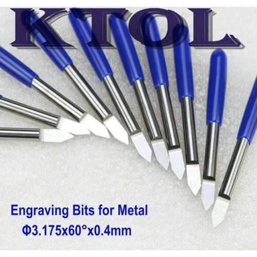 0.4MM 60 Degree V Cutter CNC PCB Tool Micro Carbide End Mill Engraving Bits, CNC Endmill Router Bits Cutters for Metal Aluminum
