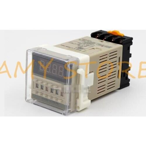1) 12VDC 24VDC 220V 380V digital time delay relay timer 0.01s-9999h LED display 8 pin panel installed DH48S-2Z DPDT with Socket