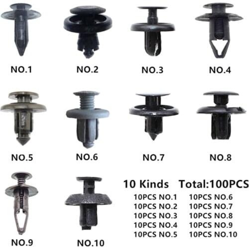 100Pcs/Set Car Plastic Screw Rivets Set Car Bumper Automotive Expansion Rivets Auto Plastic Fastener Clips