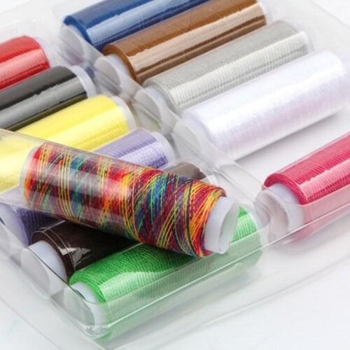12 Spools Multicolor Polyester Sewing Threads Spools Cones Set 120 Yards for Sewing Supplies Hand Machines DIY