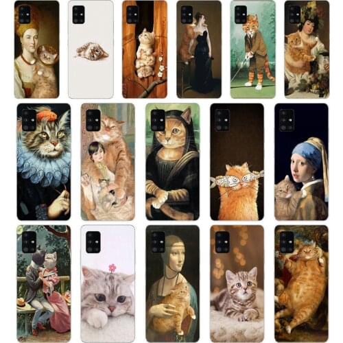 14 Art Cat Soft Silicone Tpu Cover phone Case for Samsung Galaxy A31 A41 A51 A71 A40 2019 Case