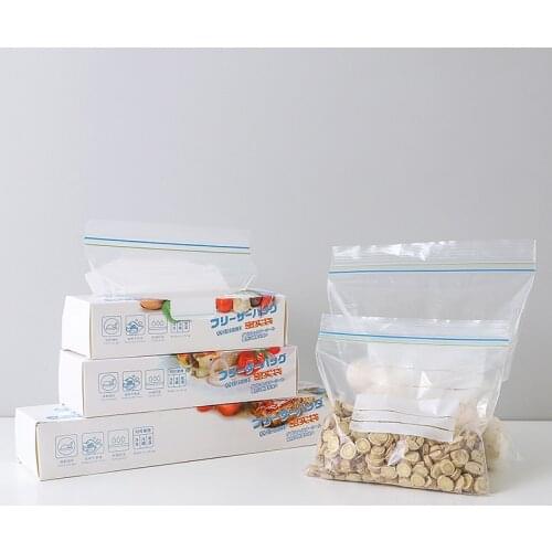 15/20/30pcs Double Seal Fresh-keeping Food Zipper Bag Reusable Freezing Heating Food Storage Bag Freezer Leakproof Food Bag