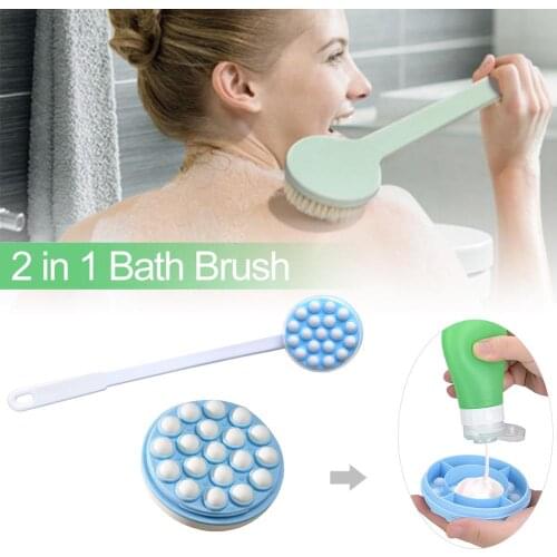 2 In 1 Bath Brush Cleaner Back Massage Brush Cream Applicator Body Spa Shower Brush Bath Skin Massage Brushes Bathroom Brush