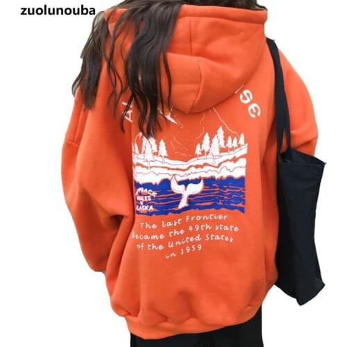 2020 Autumn And Winter Loose Korean Version Plus Velvet Plus Ladies Hoodie Casual Wild Slim Fashion Printing Harajuku Women Tops