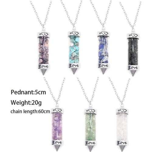 2021 Fashion Green Aventurine Amethyst Love Wishing Bottle Pendant Natural Stone Crystal Cone Glass Pendant Necklace For Women