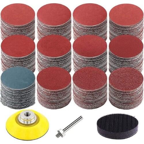 300Pcs 2 Inch Sandpaper Sanding Discs 80-3000 Grit Paper With 2Inch Abrasive Polish Pad Plate And 1/4 Inch Shank