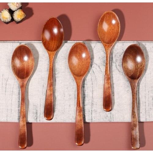 80%HOTSoup Spoon Anti-slid Handle Smooth Wood Long Handle Sturdy Soup Scoop for Kitchen