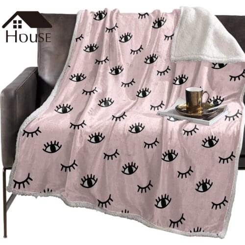 BIGHOUSES Throw Blanket Eyelash Pink Cartoon EyeBlankets Fleece Blankets Winter Blanket Personalized Blankets Bedclothes