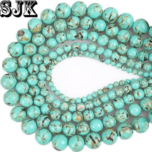 Natural Shell Beads Green Shell Howlite Black Flecks Round Loose Beads 4 6 8 10 12mm Fit Diy Necklace Bracelet Jewelry Making