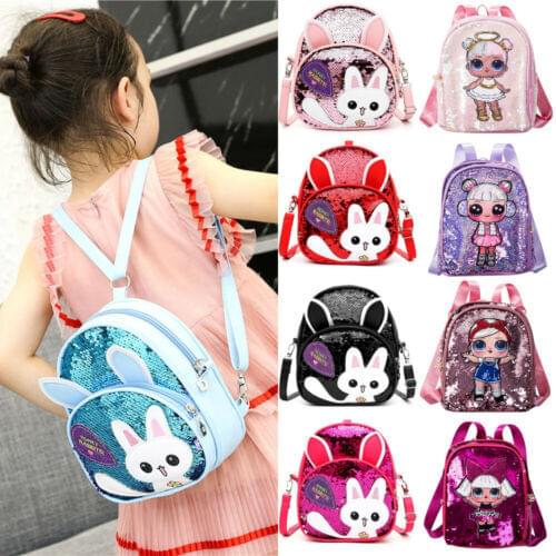 Baby Accessories Bling Bling Lovely Kids Baby Backpack 3D Cartoon Bag Children Girls Cat Sequins School Bag