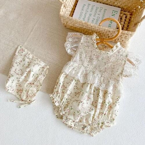 Baby Girl Sleeveless Lace Printing Romper Summer Children Rompers Kids Baby Girl Clothes Romper Infant Rompers 0-3Yrs