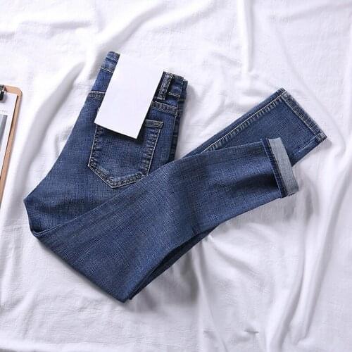 ZHOUTAYLOR Jeans Woman Fashion Button High Waisted Pencil Pants Femme Sweet Autumn New Ankle-Length Trousers Female S0551