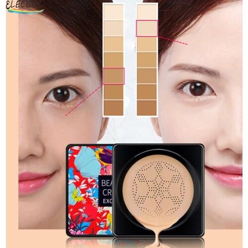 ELECOOL BB Air Cushion Face Base Foundation Makeup Mushroom Head CC Cream Concealer Whitening Cosmetic Waterproof Brighten Tone