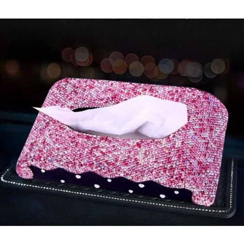 Elegant Flash Crystals Car Tissue Boxes Luxury Shinny Holder Tissue Box Bling Great Gift for Ladies Queen