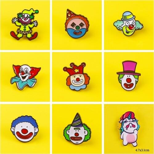 Cute Clown Enamel Pins Custom Cartoon Rainbow Brooches Lapel Pin On Clothes T-Shirt Bags Funny Badge Jewelry Gift For Friends