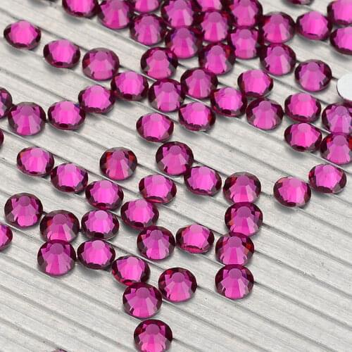 Fuchsia FlatBack Glass Rhinestones Non-HotFix for Nail Art Decorations