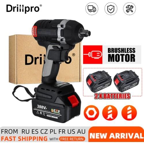 388vf 520N.M Brushless Cordless Electric Impact Wrench Home DIY Power Tools 15000Amh Li Battery Compatible Makita 18V Battery