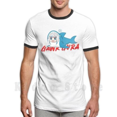 Hololive En - Gawr Gura " A " Shark T Shirt Print For Men Cotton New Cool Tee Gawr Gura Vtuber Hololive Gawr Gura Virtual