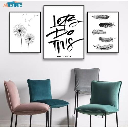 Canvas Art Prints And Posters Feather Dandelion Motivational Quote Paintings For Living Room Wall Pictures Abstract Minimalist