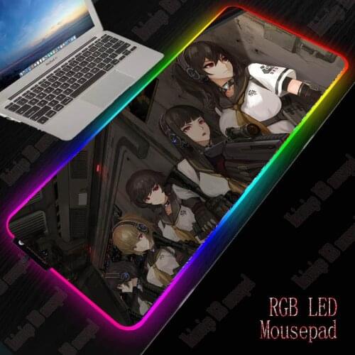 Gaming Computer Mousepad RGB Large Girls Frontline Anime Mouse Pad XXL Mouse Carpet Big Mause Pad PC Desk Play Mat with Backlit