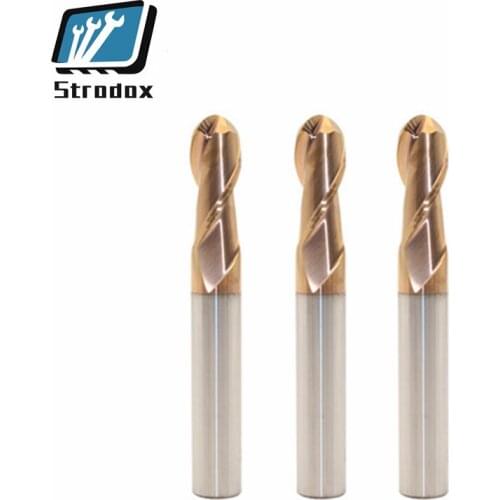2 PCS 58 degree alloy ball knife tungsten steel alloy 2 blade round head sphere ball head arc R angle CNC End Mills