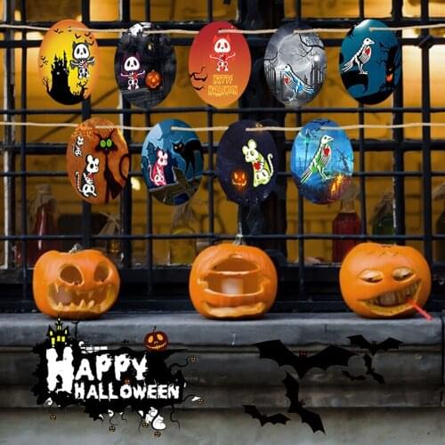 Halloween Round Wooden Pendants With A Rope Home Atmosphere Wooden Decoration Funny Holiday Set Listings Home Decorative Pendant