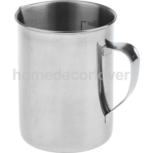 Stainless Steel Measuring Cup Frothing Pitcher with Marking with Handle for Milk Froth Latte Art 17.6/35oz, 0.5/1 Liter
