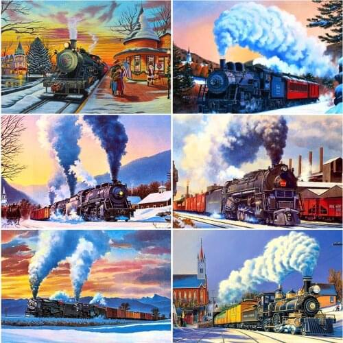 XUEQIXIAOZU Full Square/Round Steam Trains 5D DIY Diamond Painting Embroidery Mosaic Kit Home Decor Hight Quality Products