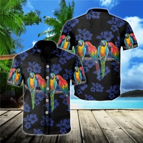 2021 Summer Quality Harajuku Beach New Arrival Men Short-Sleeve Animal Casual Anime Shirt Blouse Loose Surfing Hawaiian-shirt