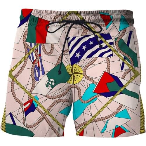 2021 Summer New 3D Men Shorts Luxury Pattern Swimming Trunks Mens Funny gold chain Beach Pants Fashion Hot Male Swimsuit Pants