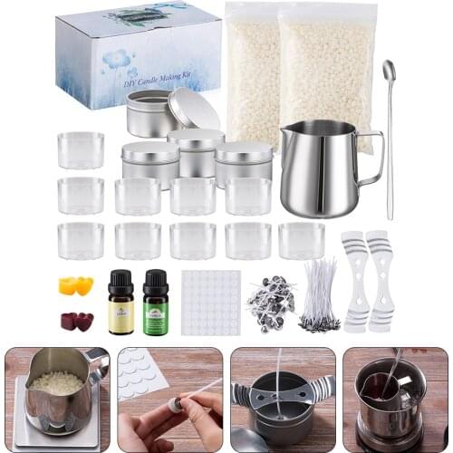 A Set Candle Making Kit Pouring Pot Wicks Sticker DIY Candle Fixator Craft Tools DIY Handmade Candle Set With Cotton Core Holder