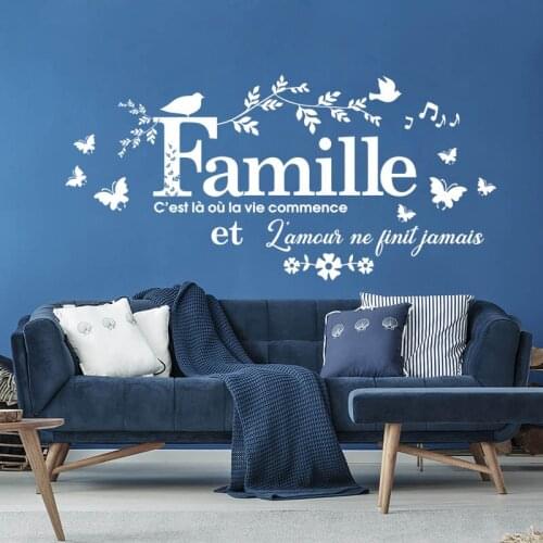 Stickers Famille C'est La Ou La Vie Commence Vinyl Wall Art Decal Wallpaper Living Room Home Decor Familia Decor House Deco