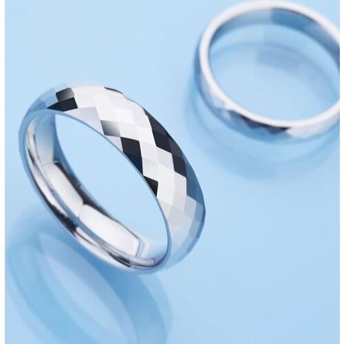 New Fashion Faceted Design 85.7% Tungsten Rings Scratch Proof 4mm for Woman 6mm for Man Size 4-13 Free Shipping