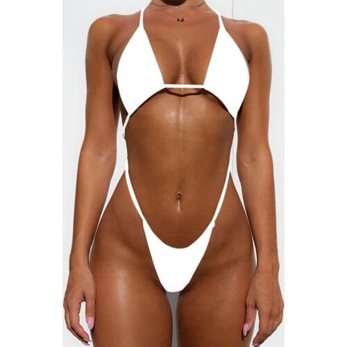 Solid Micro Swimsuit Thong One Piece Swimwear Shiny Bathing Suit Strings Monokini Neon Swimming Suit Sexy Swimsuit Mini Bodysuit