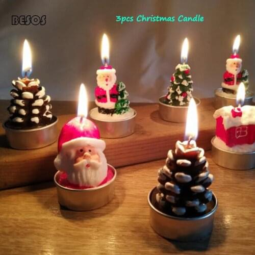 3pcs Wholesale Christmas Style Candle Christmas New Year Party Activity Dining Table House Decoration Atmosphere Candle