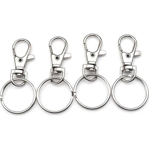 PARETO 1000pcs zinc alloy snap hook with 25mm split rings nickel plated keychain bulk DIY accessories