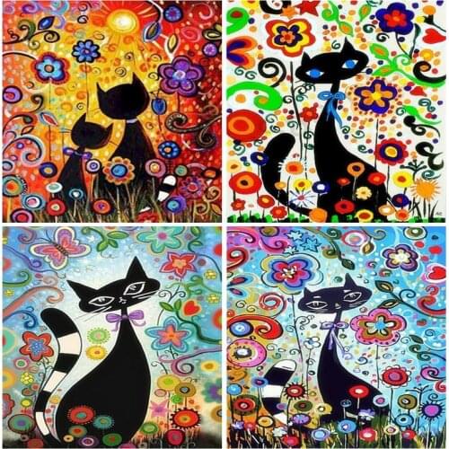 PhotoCutom By Number Cartoon Cats Pictures By Number Kits For Children Acrylic Paint Picture Frames Decoration Home 60x75cm DIY