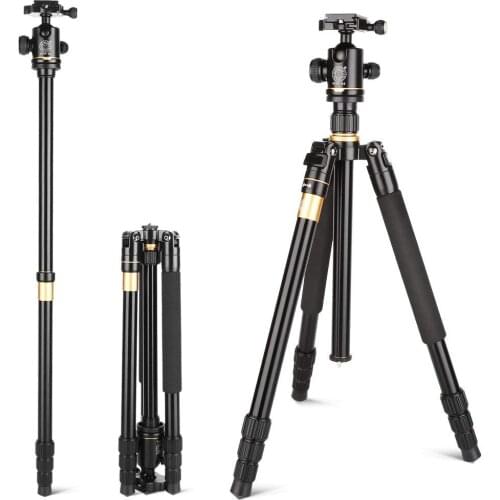QZSD Q222 Professional Camera Tripod Video Aluminium Travel Tripod with Ball Head & Quick Release Plate for Nikon Canon DSLR