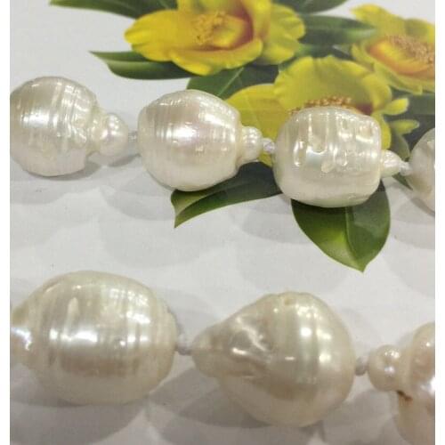 Rare Huge 15x20MM WHITE SOUTH SEA BAROQUE KESHI AKOYA PEARL NECKLACE 18" AAA
