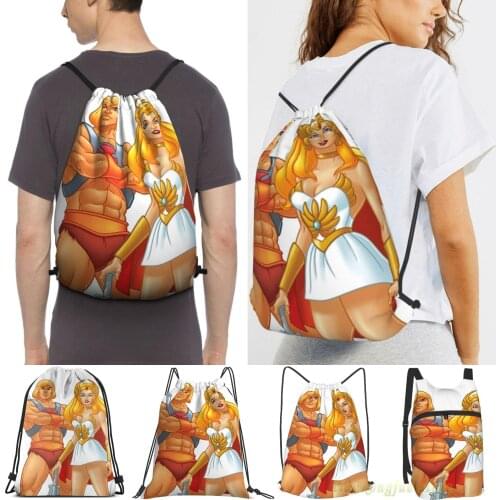 Unisex Drawstring Bags He-Man And She-Ra Women Drawstring Backpacks Men Outdoor Travel Backpacks Training Fitness Bag