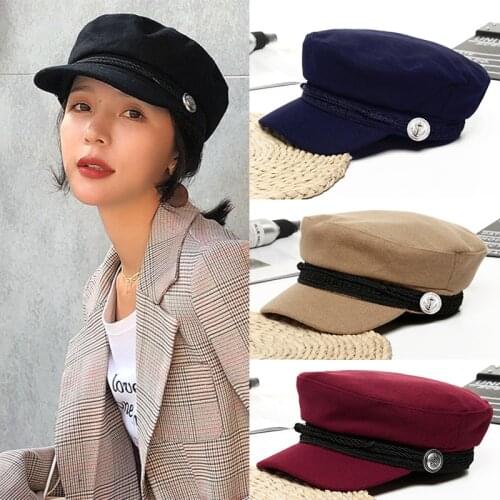 DT082 Trend Winter Hats For Women French Style Wool Bakers Boy Hat New Cool Women Baseball Cap Black Visor Hat Gorras Casquette