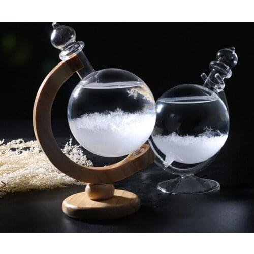 Globe Shaped Storm Glass Bottle with Base Weather Station Desktop Weather Forecast Transparent Glass Ball Home Deco Au23 21