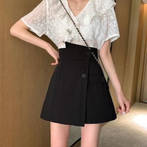 Large Size Plump Girls High Waist Loose and Slimming Casual Suit Short Pants 2021 Spring and Summer New A- line Wide Leg Culotte